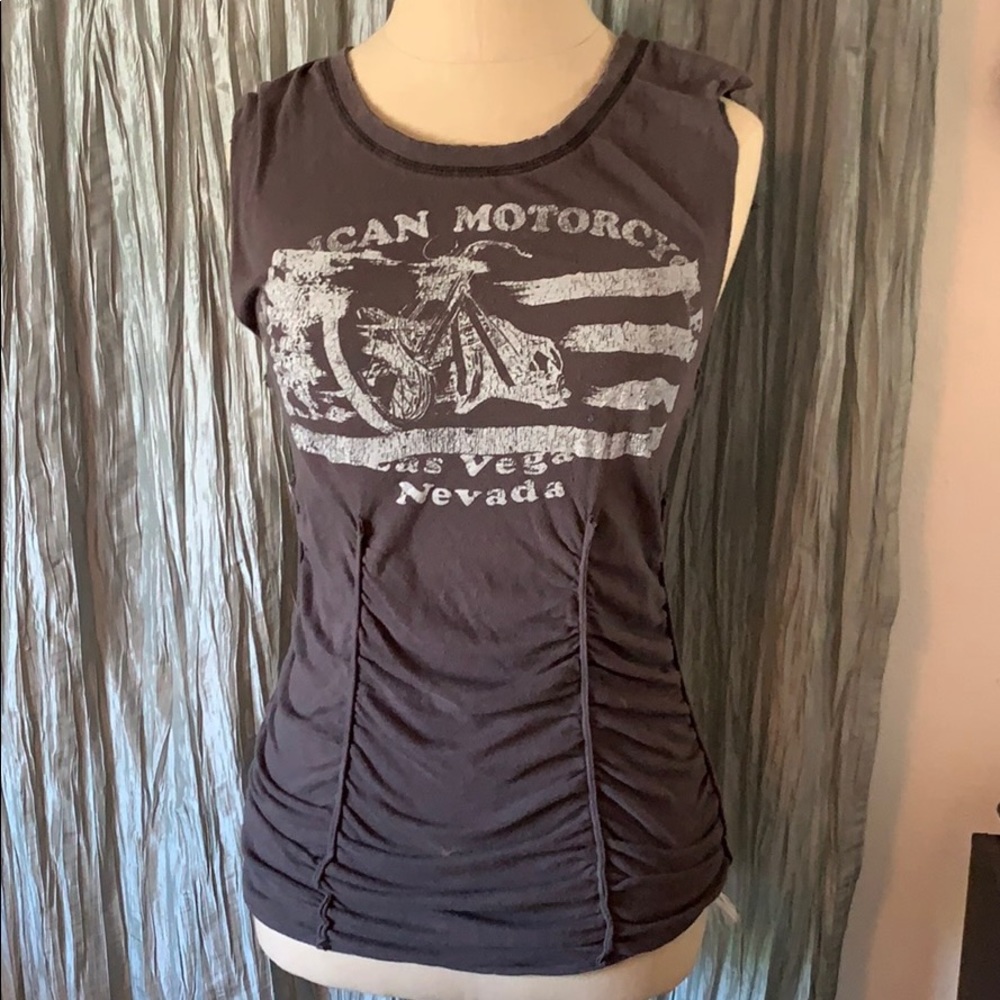 Free People Grey Motorcycle Muscle Tank